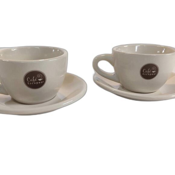2 Cafe Escapes Cups With Saucers Open Box-Coffee Cup - Picture 1 of 7